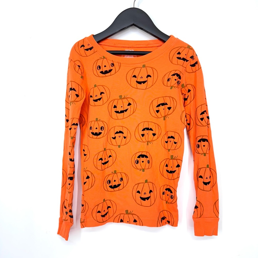 Carter’s Halloween Jack-O’-Lantern Pumpkin Long Sleeve Pajama Shirt Size 8/8A
